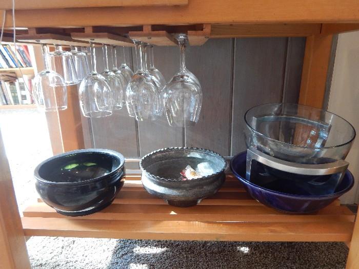 Many bowls and serving containers.