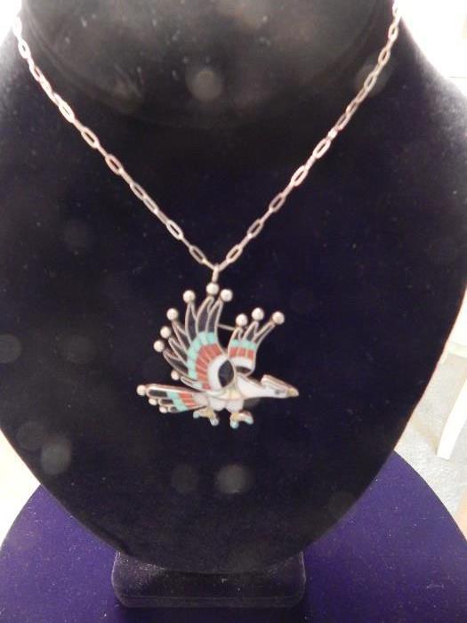Zuni pendent on silver chain