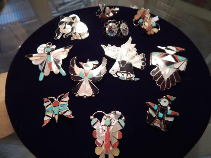 Zuni pins and earrings