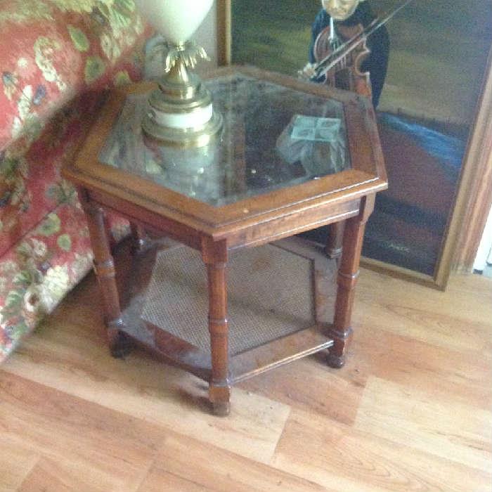 Glass Top End Table $ 60.00