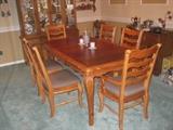 Wood dining table with 6 chairs
