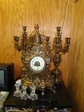 Mantle clock and candlesticks