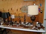 Lamps, secret boxes, antique fishing reels and poles