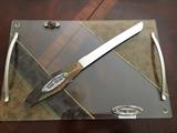 Custom designed glass serving tray with matching knife