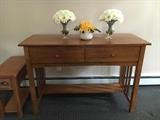 There is the third narrow side table! This two drawer buffet/storage is super versatile!
