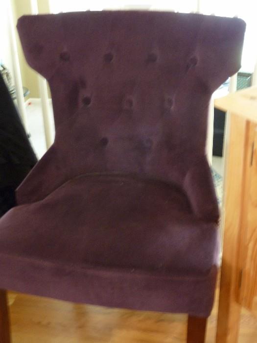 Pair of purple/deep plum butterfly wing back chairs
