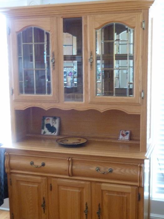 Oake buffet/china cabinet with beveled edge glass doors