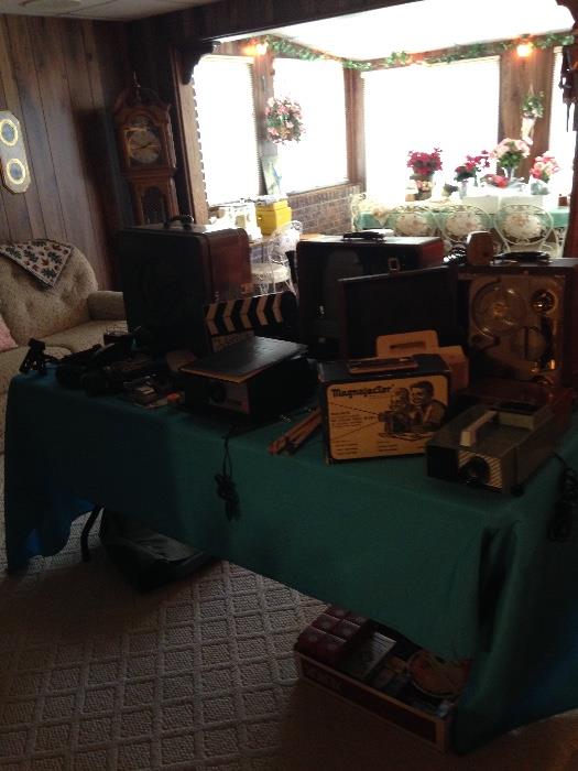 Old movie projectors and supplies