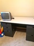 metal desk & TV
