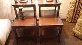 3 Tiered Leather Inset End Tables