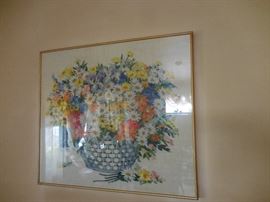 Embroidered Flowers, Framed