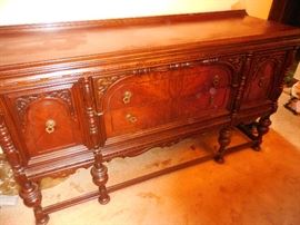 Gorgeous Hand Carved Mahogany Renaissance Side Board, Storage, 2 Drawers