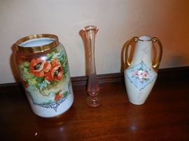 Hand Painted Poppy,Depression, Vase