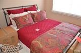 Queen Metal Headboard, Footboard, Frame, Box Springs, Mattress and Linens