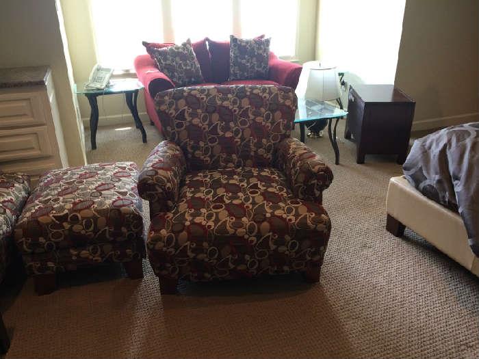 pair of these with the ottoman, excellent condition.