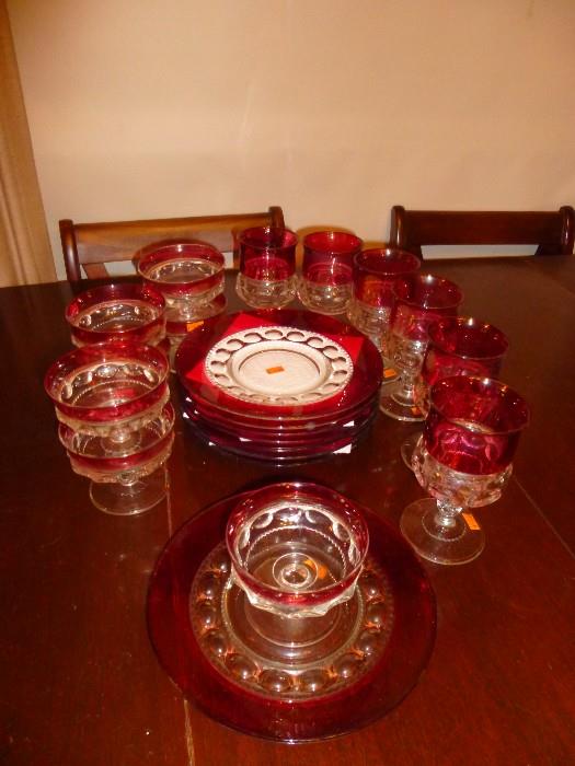 Ruby Red Dishes and Glass ware