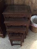 Teak hand carved stacking tables!