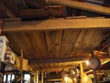 Heart of Pine Lumber and other various types of lumber throughout garage rafters