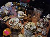 Pitchers, glasses, collectible trinket boxes, serving trays, dishes