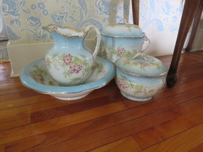 Part of the 5 Piece Chamber Set Pitcher & Bowl are in Great condition, other pieces have issues 