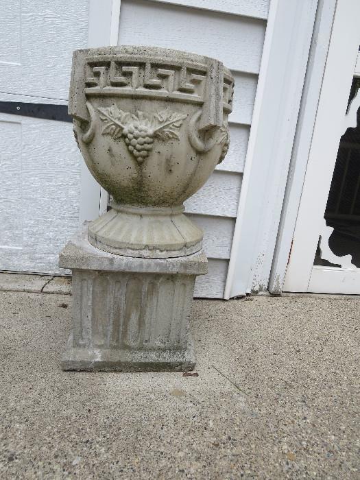Cement Urn and Pedestal Base