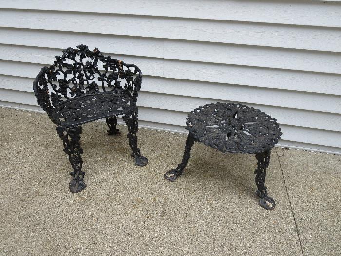 Black Metal Chair and Matching Table 