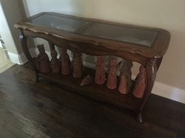 Pecan sofa table