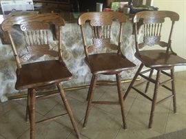 3 Oak Barstools