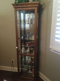 Oak lighted curio