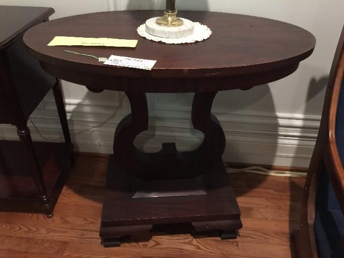 #31 Harp base end table oval top 32x20x29 $175 
