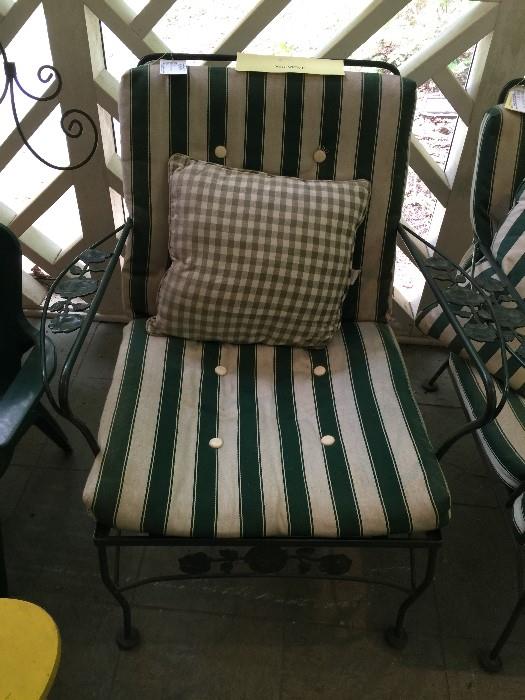 #56 Green Metal End Chairs $75 each 