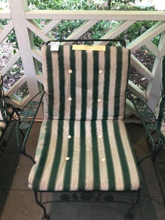 #56 Green Metal End Chairs $75 — in Brownsboro, Alabama.