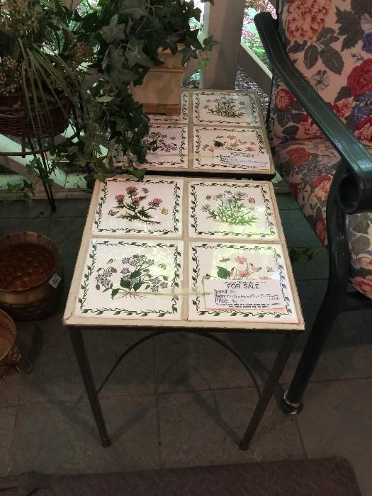 #59 Tile top metal base end table 12x18x (2) $30 — in 