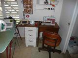 Singer sewing machine, Rowenta Iron, misc. sewing items