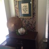 Asian side chest matches king bed and armoire