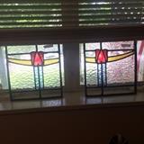Pair of stain glass panes