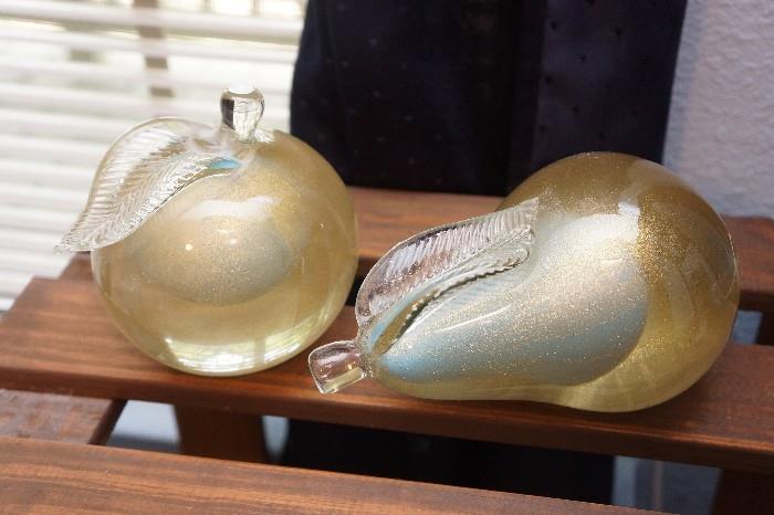 Murano glass apple and pear
