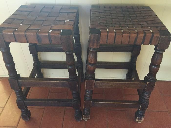Mexican woven leather bar stools, oh so comfy!