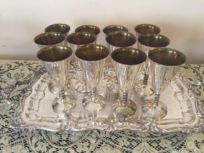 Silver plate goblets are great for toasting.