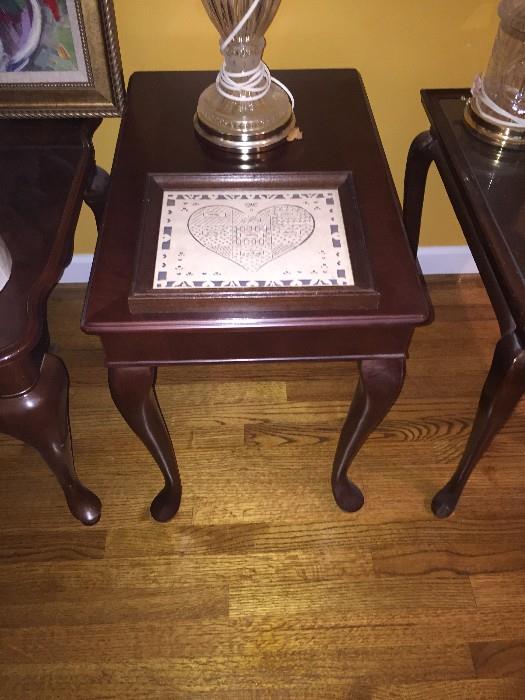 Cherry end table with Queen Anne legs
