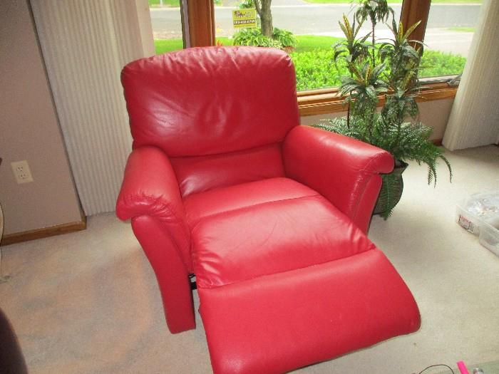 Red Leather BarcaLounger 