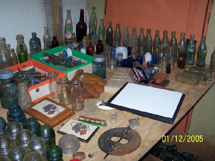 Insulators, Bottles & misc.   - Downstairs items
