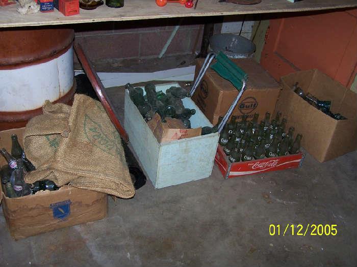 Bottles, Feed Sack & misc.  - Downstairs items 