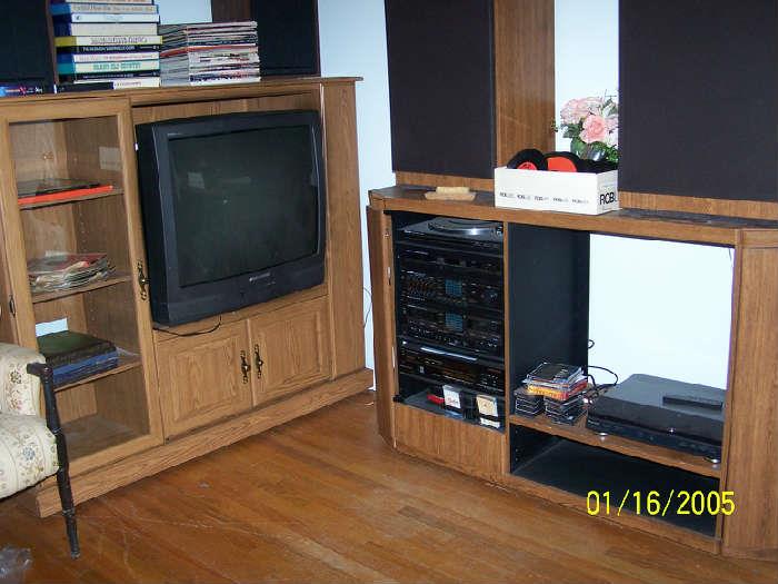 Entertainment Centers, two sets of Speakers, a misc. assortment of music, Albums, 45's and children's 45's. A good mix of music   - Upstairs items