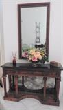 Entry or sofa table with mirrored back. Wall mirror