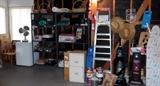 In the garage...small freezer, ladder, vacuums, new printer in box, folding chairs, fix-it things and more.