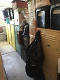 Metal lockers ; boxes are filled with material - CRAZY SEWING PEOPLE WANTED !!!! 