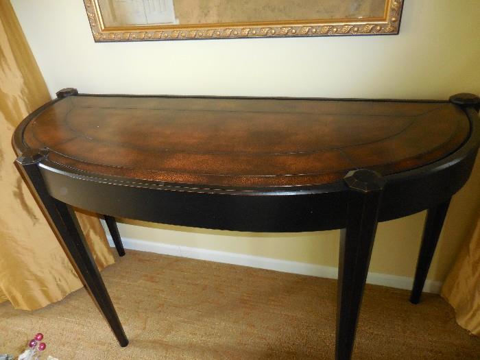 Deep Mahogany Sofa/Entry Way Table. Leather Top