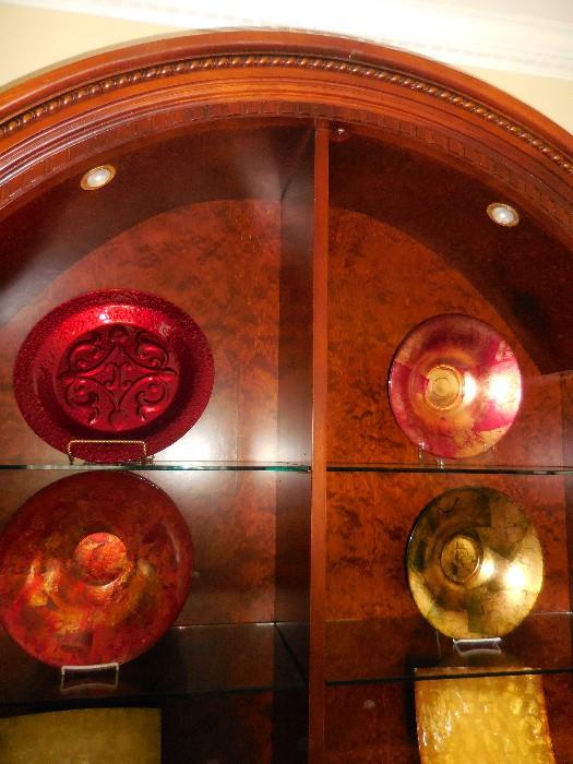 Inside cabinet, Showing Lights. Decorative Plates