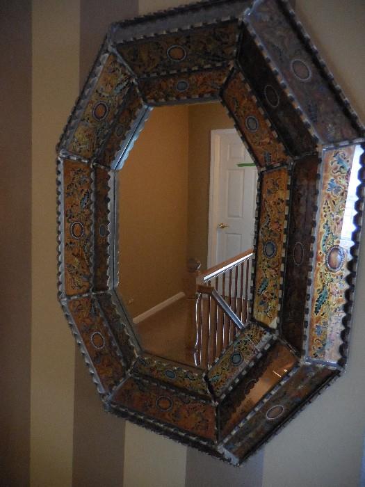 Hand Painted Hand Tooled Wall Mirror